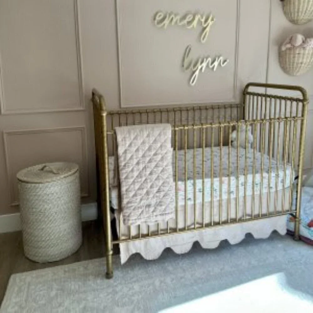 POTTERY BARN Kids European Linen Baby Quilt in White